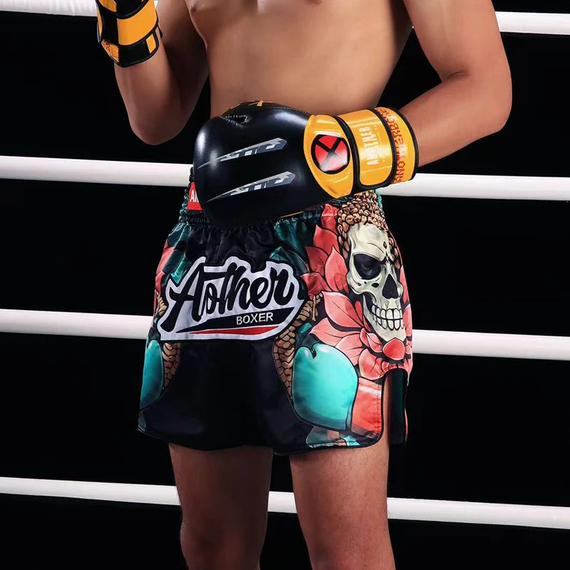 Muay Thai Pants Skull Skeleton Shorts Men