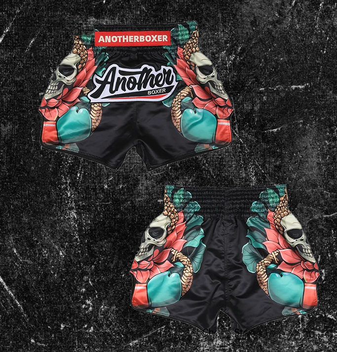 Muay Thai Pants Skull Skeleton Shorts Men